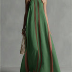 Casual Striped Linen And Cotton Maxi Sleeveless Dress