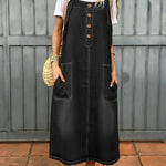 Women's Casual Washed Denim Vest Dress