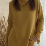 Casual Scarf Collar Solid Color A-line Sweater Top