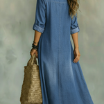 Romantic Ruffled Collar Denim Dress