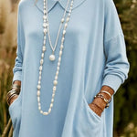 Retro Peter Pan Collar Irregular Hem Sweater Pullover