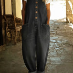 Women's Casual Cotton Vest And Denim Jumpsuit