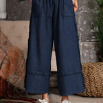 Women's Solid Color Elastic Waist Casual Loose Wide-leg Pants