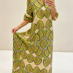 Retro Stand-up Collar Floral Print Loose Linen Cotton Dress