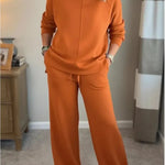 Women's Casual Turtleneck Cotton Sweatshirt And Pants Two-piece Set
