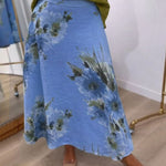 Women's Printed High-waisted Casual Loose A-line Cotton And Linen Skirt
