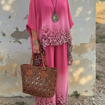 Elegant And Cozy Leopard Print Top And Pants Two-piece Set