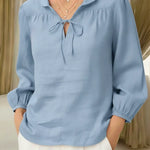 Women's Casual Peter Pan Collar Linen And Cotton Top