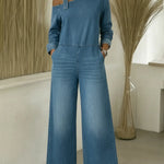Women's Fashionable Off-the-shoulder Denim Jumpsuit