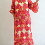 Retro Stand-up Collar Floral Print Loose Linen Cotton Dress