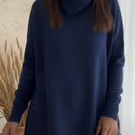 Casual Scarf Collar Solid Color A-line Sweater Top