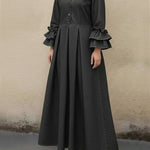 Women's Casual Denim Dress With Ruffled Sleeves