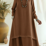 Vintage Peter Pan Collar Double-layered Hem Denim Dress
