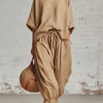 Cozy Loose-fitting Daily Wear Linen Two-piece Set