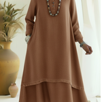 Casual Polo Collar Double-layered Hem Denim Dress