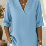 Vintage Elegant Shawl Collar Linen Short-sleeved Shirt