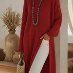 Elegant Cozy Slit Loose Knit Dress