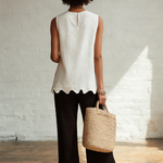 Elegant Minimalist Wavy Hem Shirt And Trousers Two-piece Set