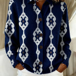 Women's Vintage Abstract Geometry Art Print Casual Sweater