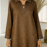 Women's Lapel Long-sleeved Casual Loose Denim Shirt