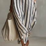 Casual And Cozy Striped Linen-cotton Dress