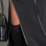 Stylish Casual Zipper Design Tops And Irregular Skirt Stretch Set