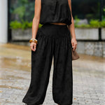 Women's Casual Linen And Cotton Sleeveless Top And Pants Two-piece Set