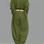 Casual Linen And Cotton Crew-neck Shirt And High-waisted Tapered Trousers Two-piece Set.