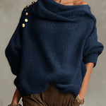 Women's Solid Color Off-the-shoulder Long-sleeved Casual Loose-fitting Knitted Sweater
