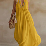 Women's V-neck Sleeveless Casual Loose Cotton And Linen Dress