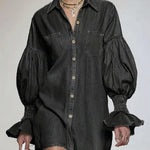 Women's Casual And Fashionable Denim Cotton Mini Dress
