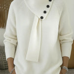 Women's Comfortable Pullover Sweater With Detachable Scarf.