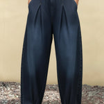 Casual Single-pleated Barrel-leg Wide-leg Jeans