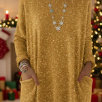Christmas Sparkling Loose Pocket Pullover Sweater