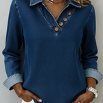 Casual Lapel Button-down Denim Shirt