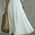 Elegant Floral Embroidery Wide-waisted Skirt