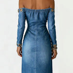 Women's Strapless Long-sleeved Casual Slim-fit Denim Dress