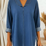 Retro Shawl Collar Denim Cotton Top