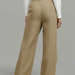 Women's Solid Color Elastic Waist Casual Loose Linen Wide-leg Pants