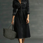 Women's Stylish Art Casual Stand Collar Washed Denim Dress