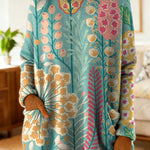 Women's Lovely Floral Flowers Pattern Art Print Casual Cotton Knitted Sweater