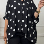 Artistic Polka Dot Print Irregular Hem Shirt