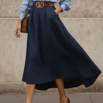 Elegant Irregular Hem Linen-cotton Blend Skirt