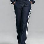 Casual And Cozy White-trimmed Straight-leg Jeans