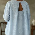 Romantic Floral Embroidered Cutout Design Blouse Shirt