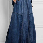 Women's Solid Color Casual A-line Long Denim Skirt