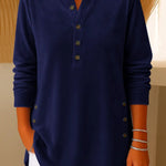 Women's Solid Color V-neck Long-sleeved Velvet Top