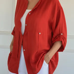 Women's Lace-paneled Cotton And Linen Shirt