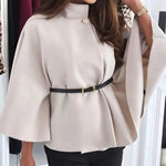Women's Stylish Elegant Solid-color Wool Cape Coat