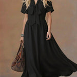 Comfortable Linen And Cotton Tie-waist Dress
